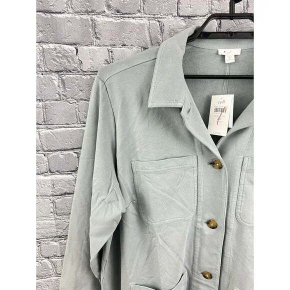 J. Jill Garment-Dyed Anorak Jacket Light Blustone Blue 2X NWT Shacket - Picture 9 of 14